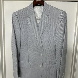 Joseph A Banks mens blue seersucker suit